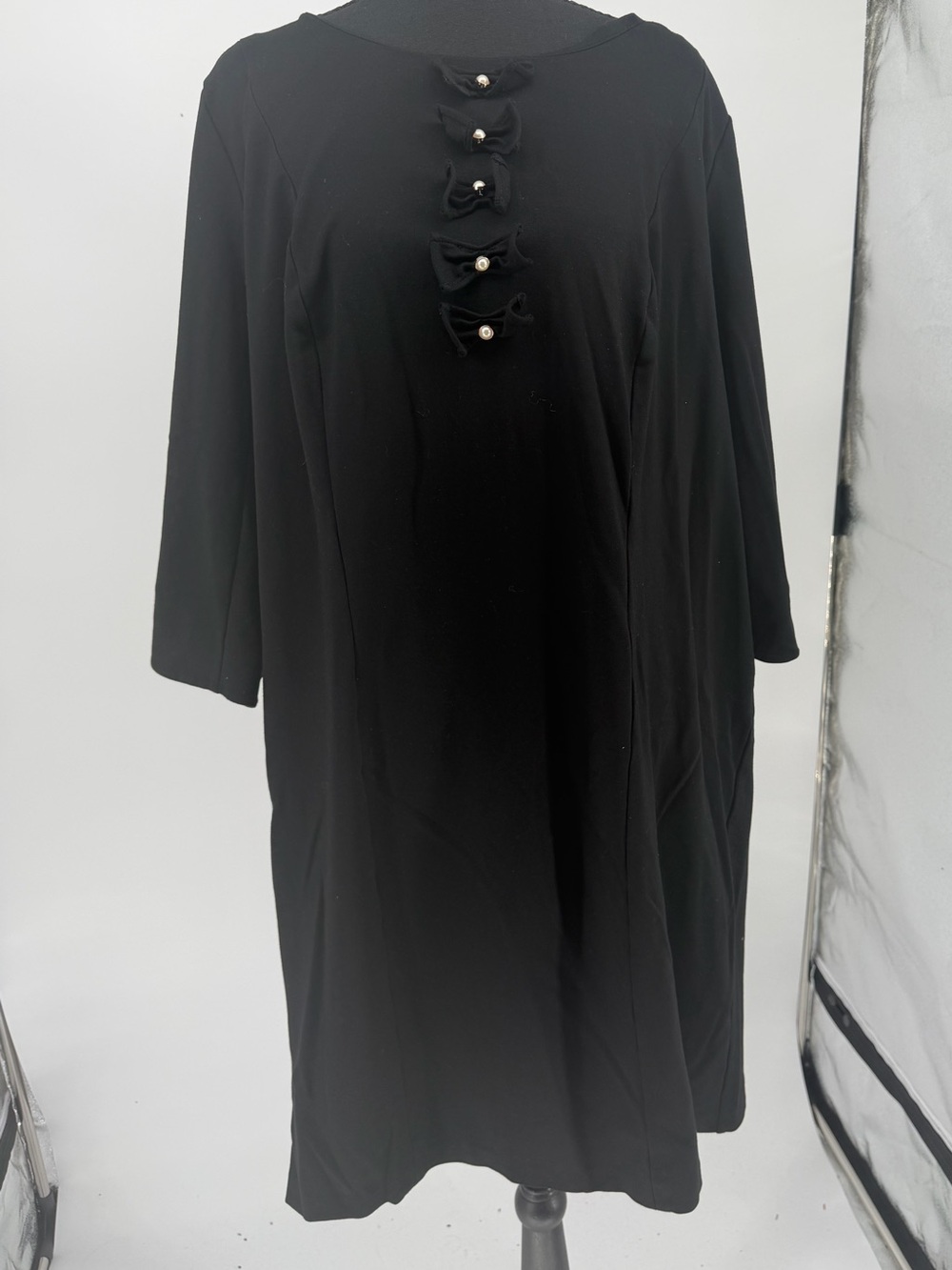 Talbots Black dress with pearl bows on front